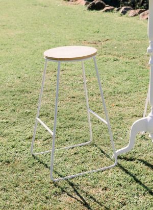 Timber & White Metal Stool