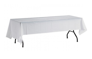 Tablecloth to suit 2.4m Trestle (LONG OVERHANG) - White (330cm x 180cm)
