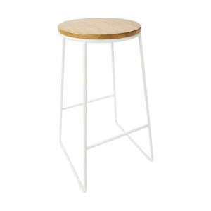Timber & White Metal Stool